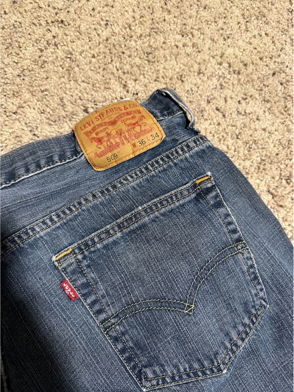 Levi's 569 Relaxed Fit Jeans 36x34 Blue Denim